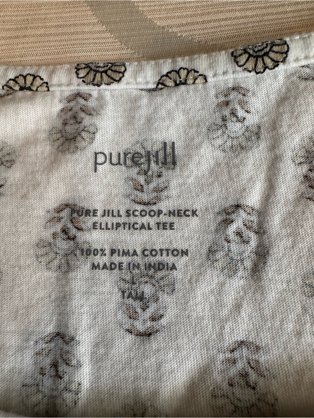 Pure Jill Scoop-Neck Tee with Tan Floral Print - Picture 2 of 11